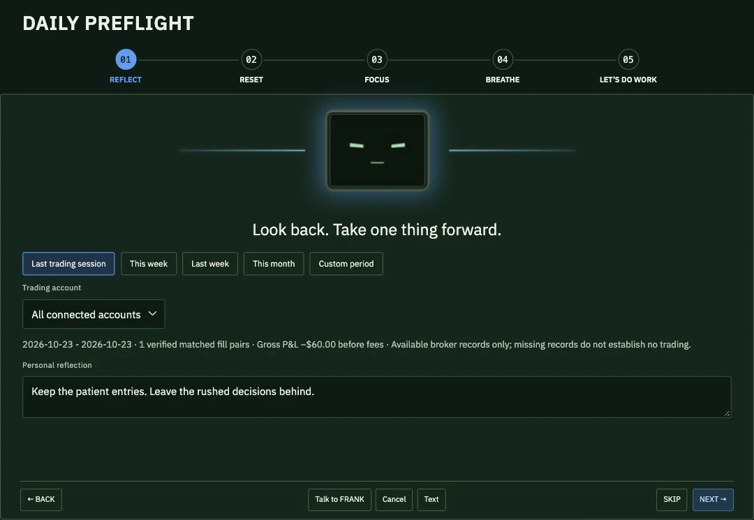 Current Daily Preflight Reflect stage